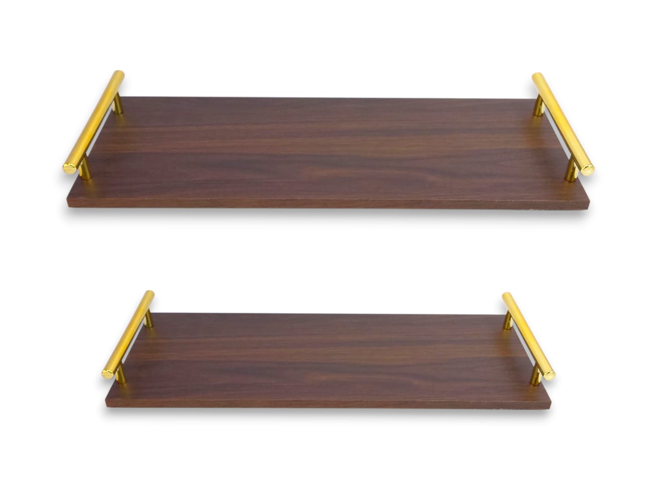 2-Piece Rectangular Long Wooden Tray Set