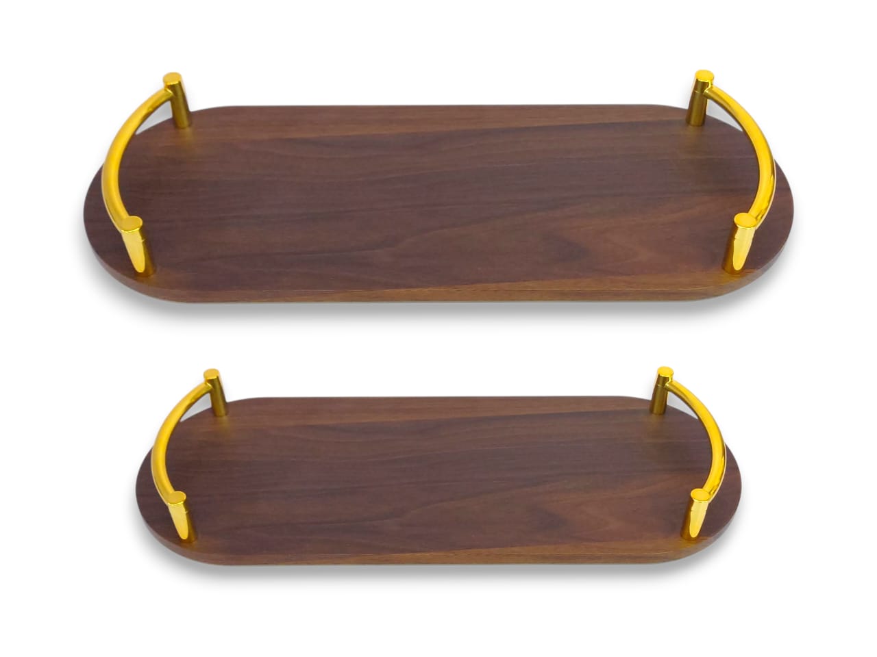 2-Piece Oval Long Wooden Tray Set