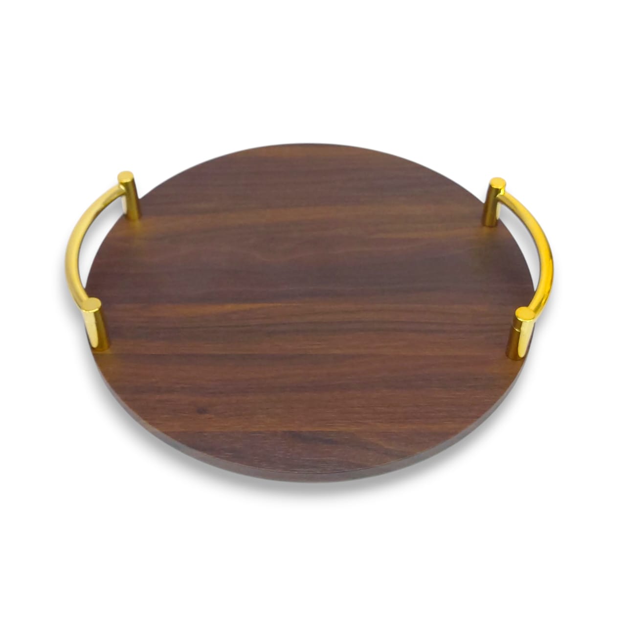 2-Piece Round Wooden Tray Set