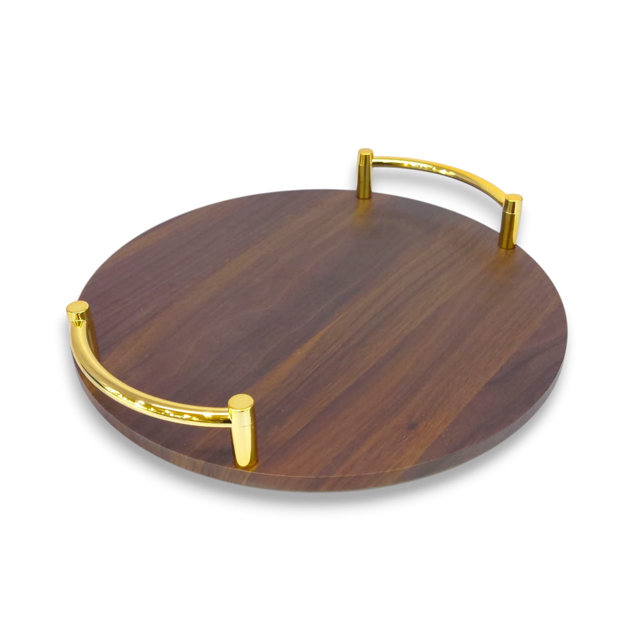 2-Piece Round Wooden Tray Set
