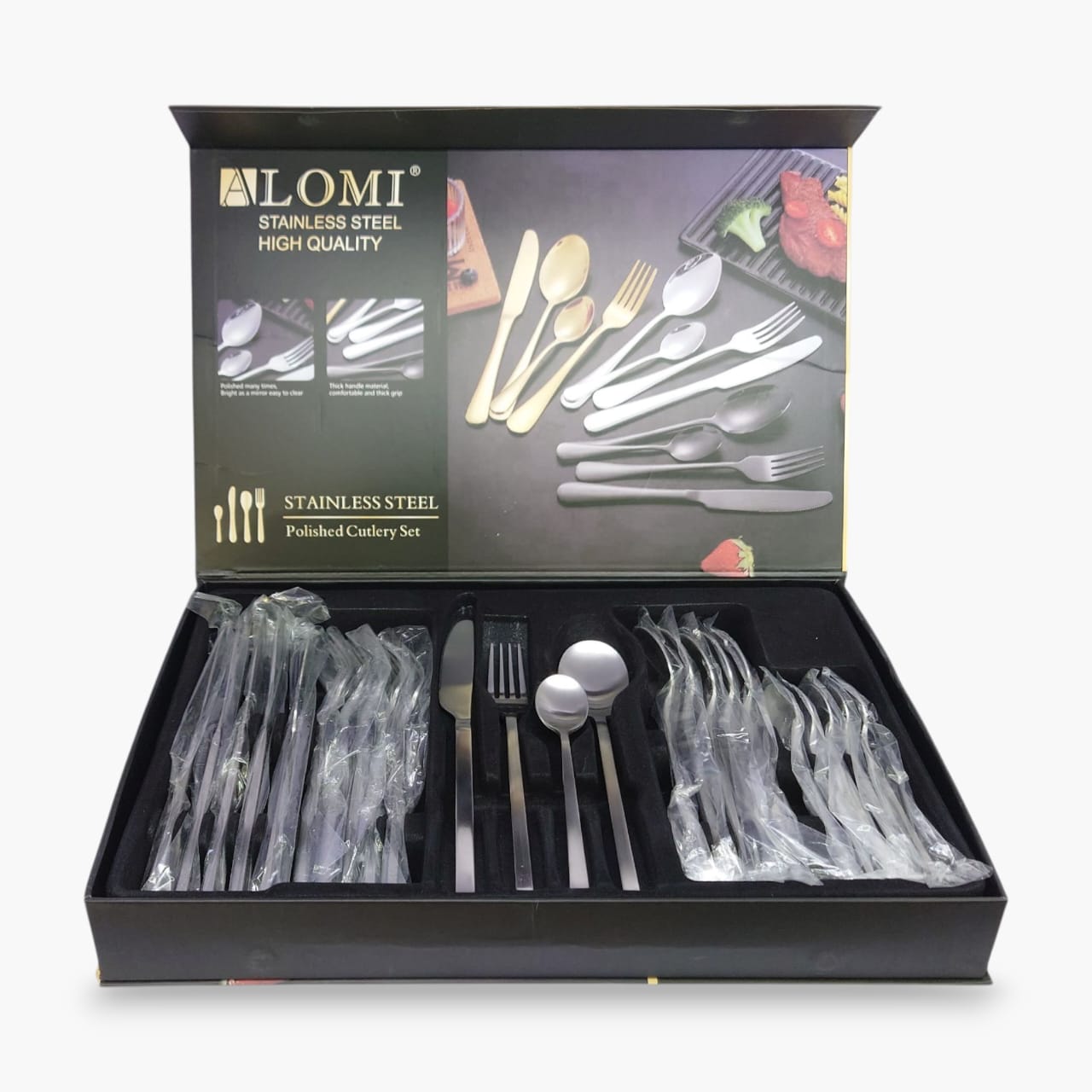 24-Piece Alomi Stainless Steel Cutlery Set Silver