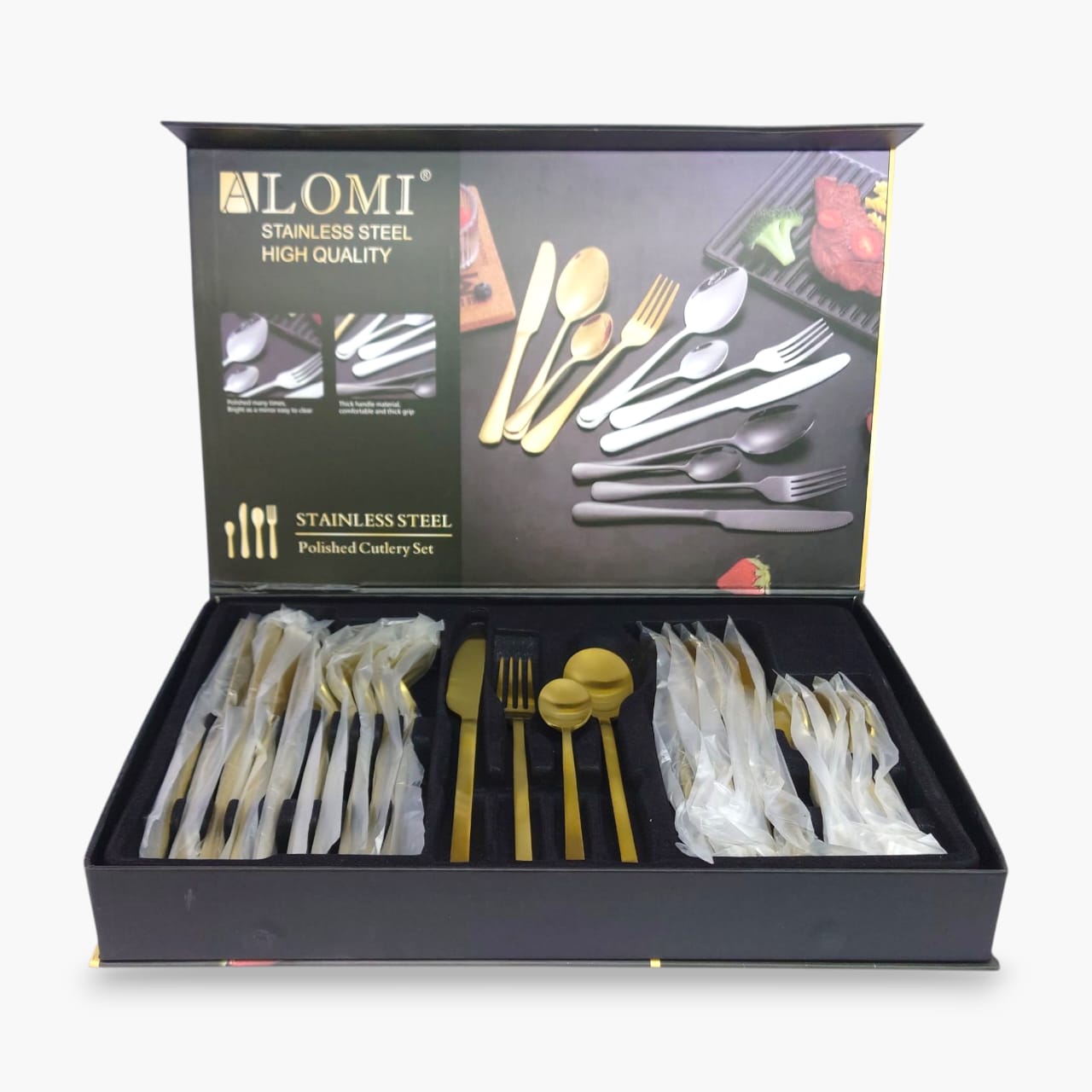 24-Piece Alomi Stainless Steel Cutlery Set Golden