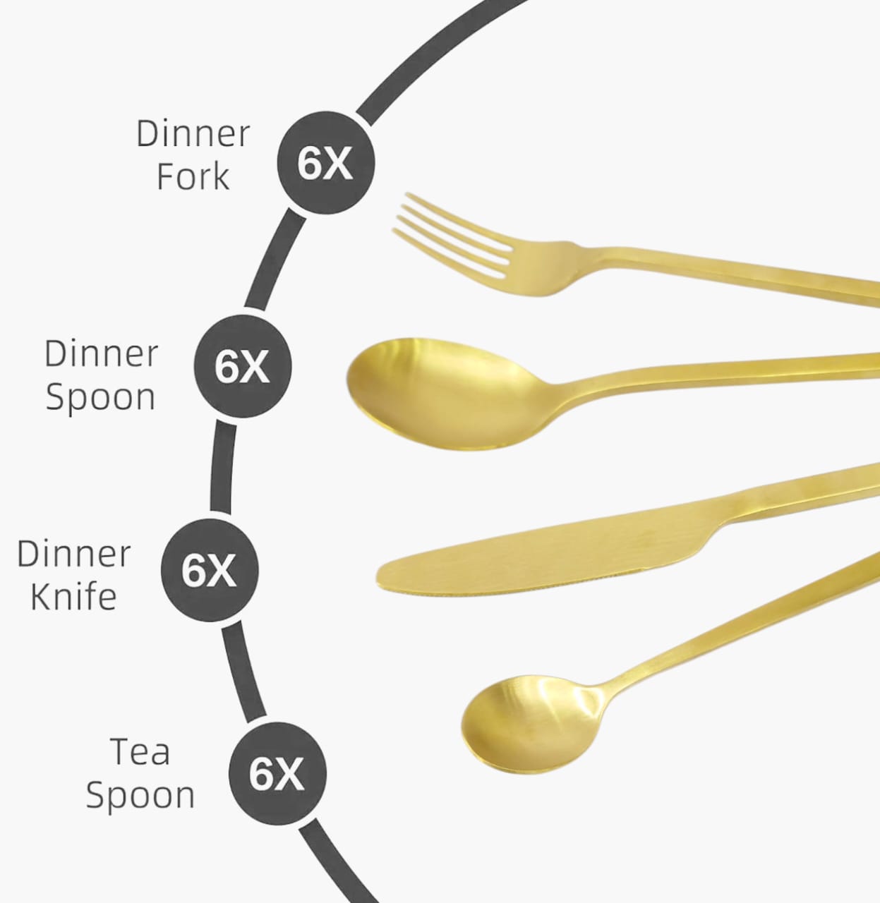 24-Piece Alomi Stainless Steel Cutlery Set Golden