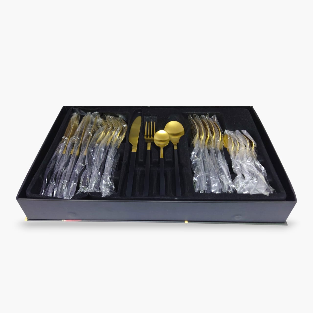 24-Piece Alomi Stainless Steel Cutlery Set Black With Golden