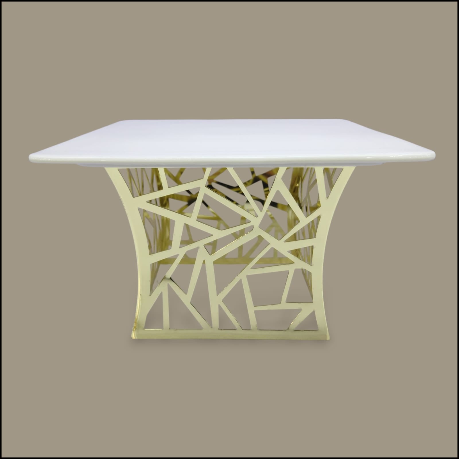 3-Piece Square Serving Platter Set With Golden Stand
