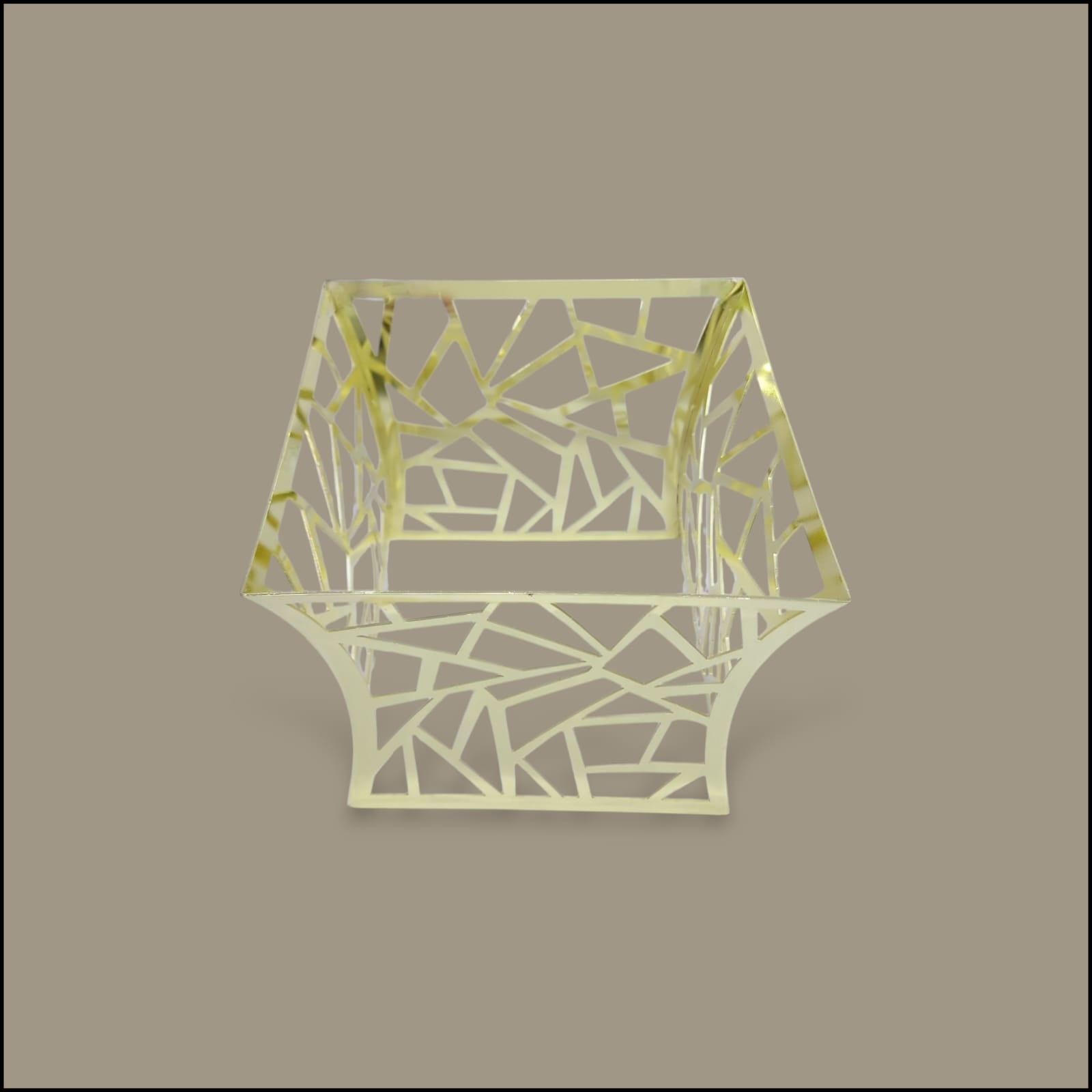 3-Piece Square Serving Platter Set With Golden Stand