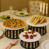 3-Piece Round Serving Platter Set With Black Stand