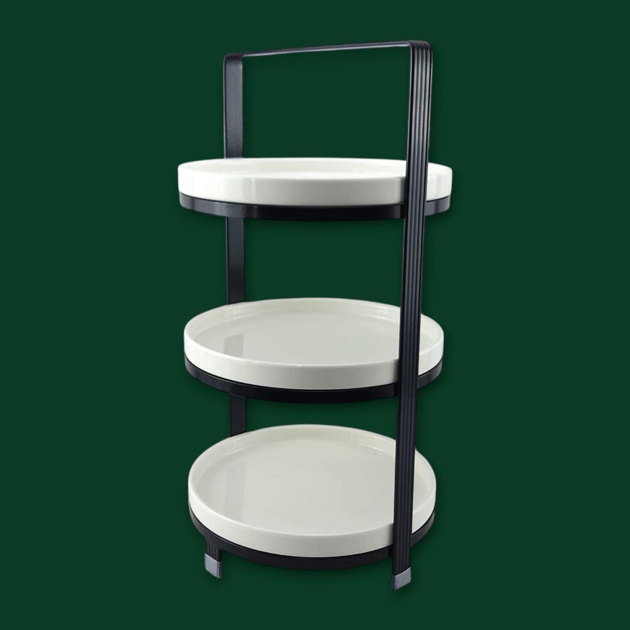 3-Tier Round Black Pastry Stand