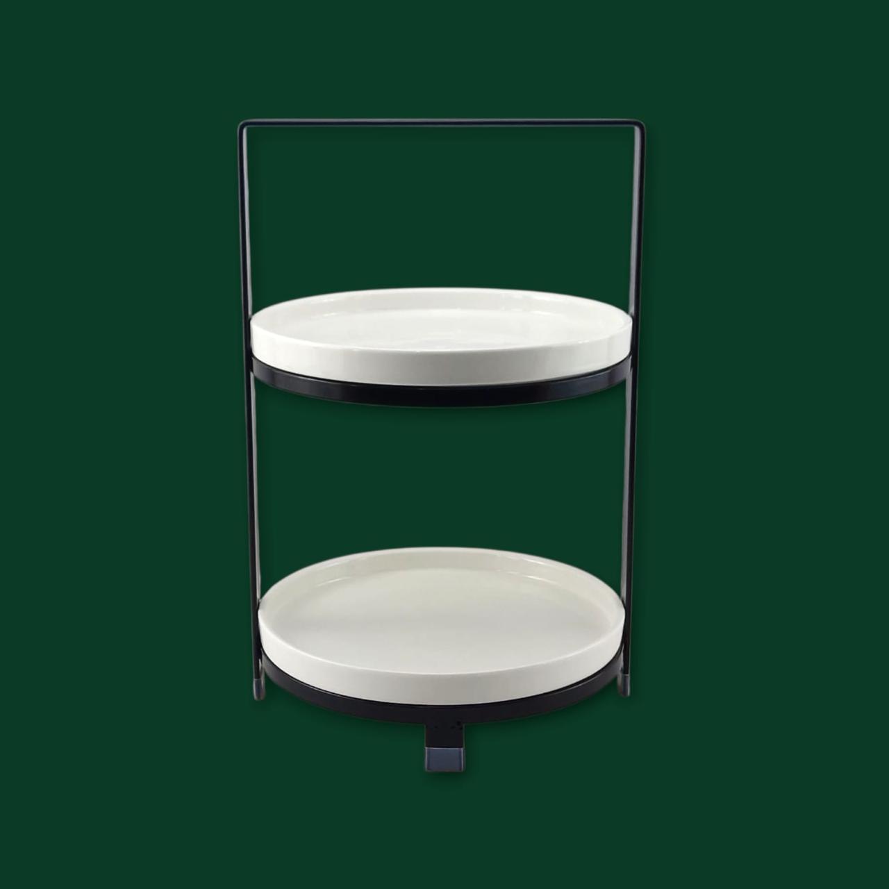 2-Tier Round Black Pastry Stand