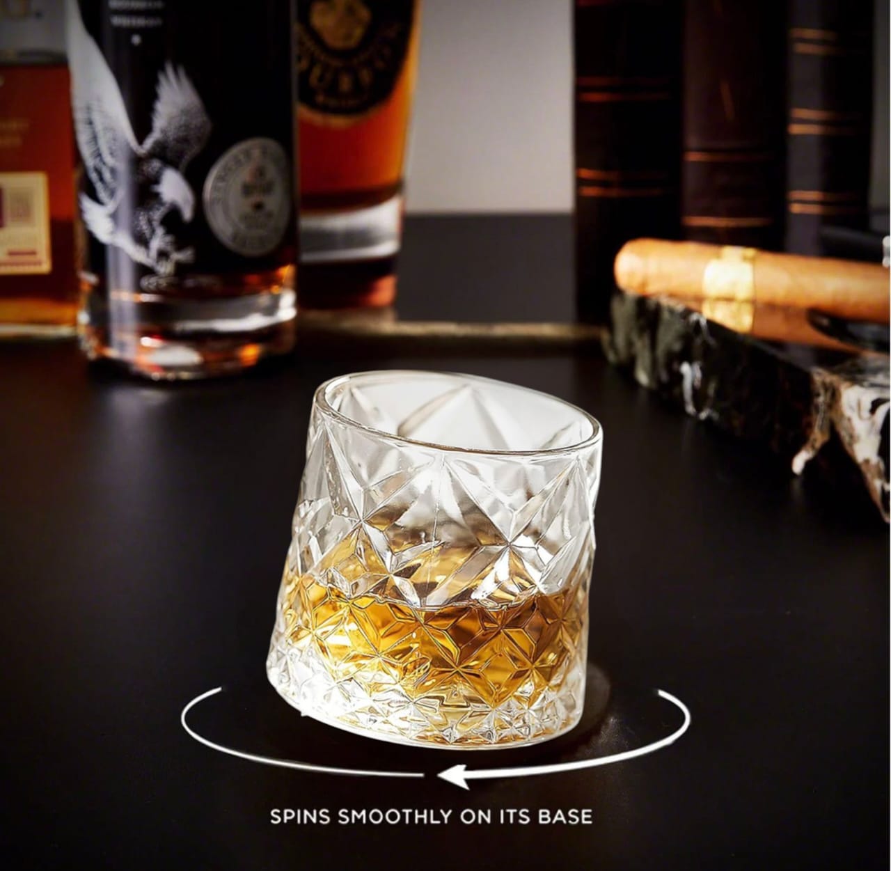 Danny Home Rotating Glass Set of 4-Pieces 320 ML