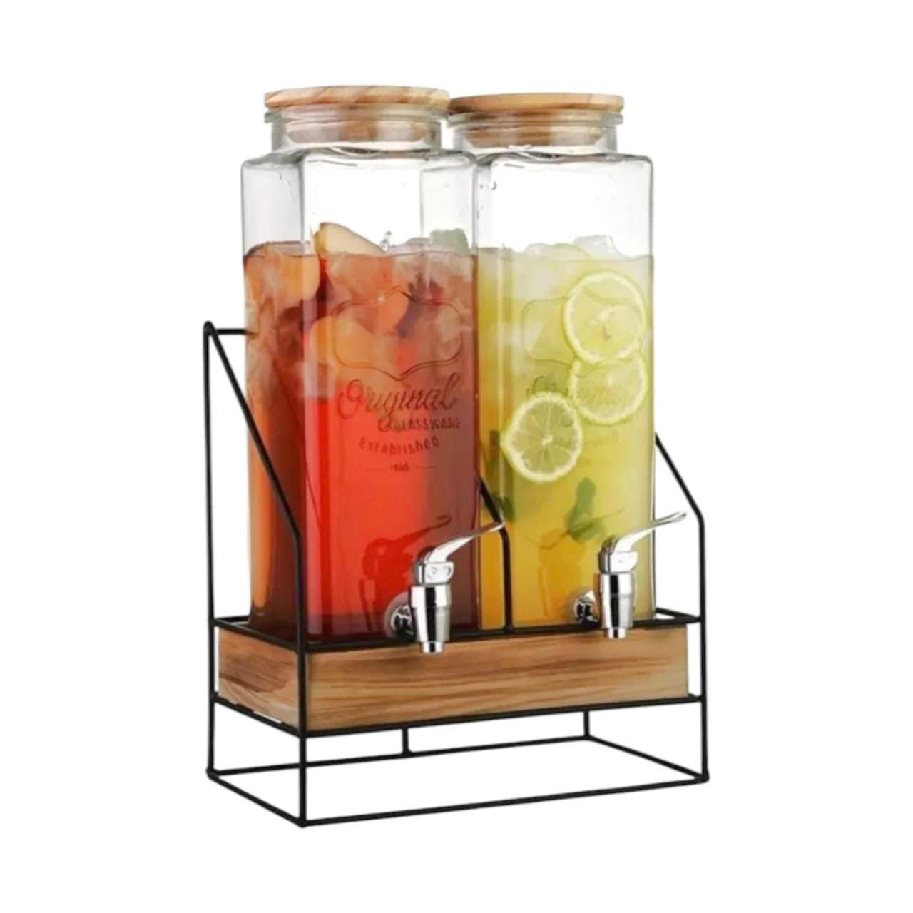 Danny Home 2.3 Liter X 2 Beverage Dispenser With Wooden Base Stand
