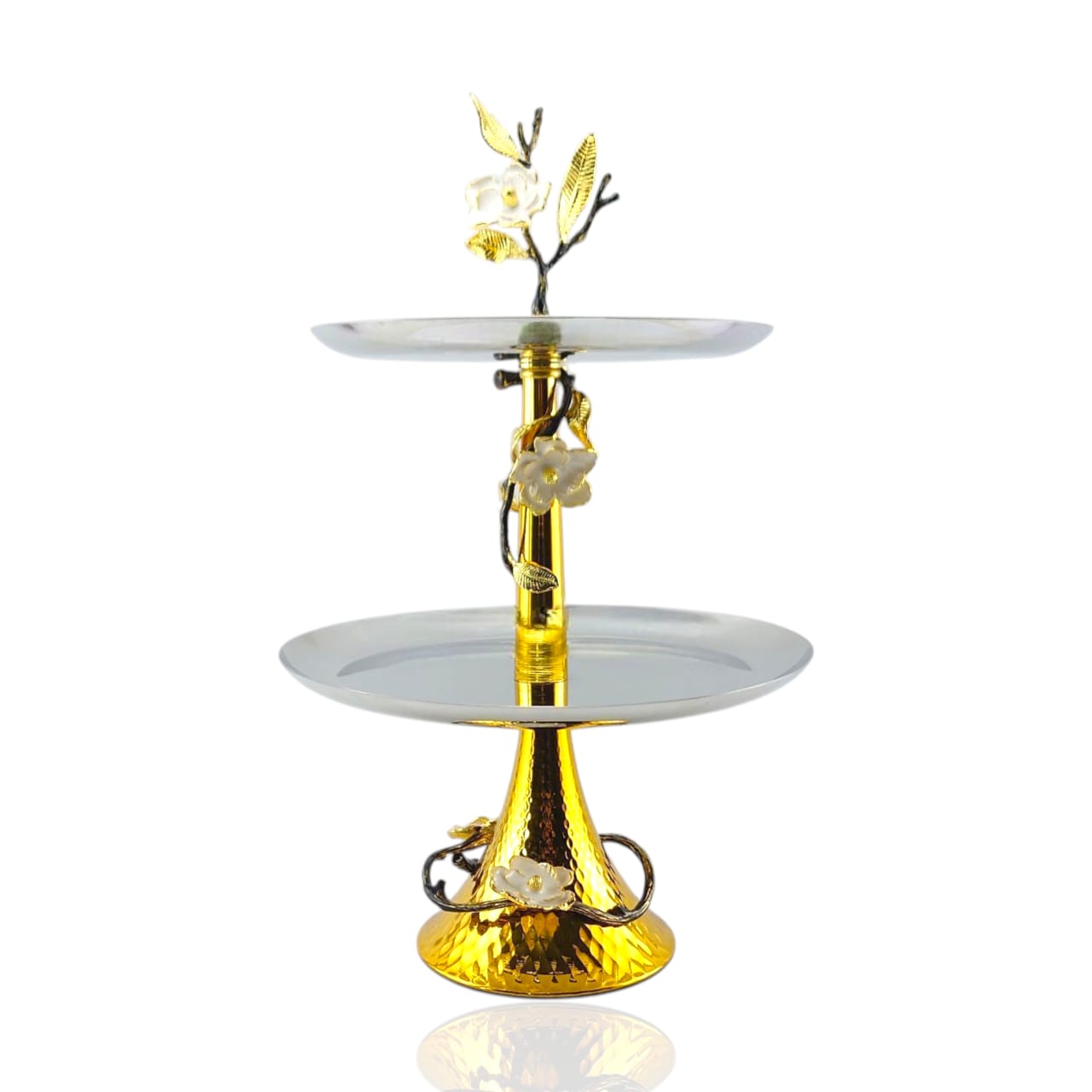 2-Tier Fancy Stainless Steel Round Dessert Stand