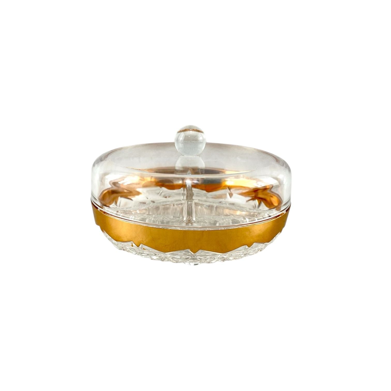 3-Portion Round Acrylic Dry Fruit Dish With Lid