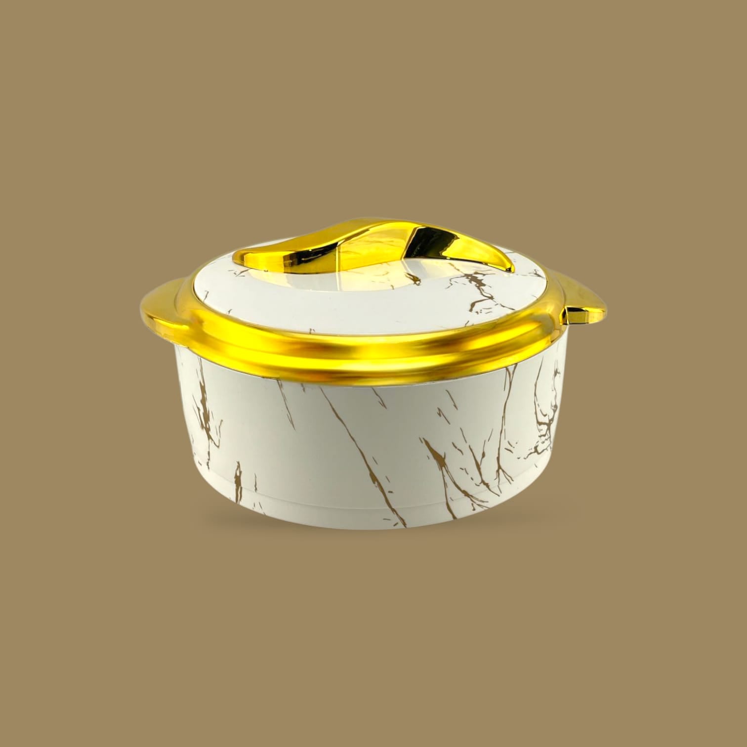 3-Piece Marble Design Hot Pot Set Golden