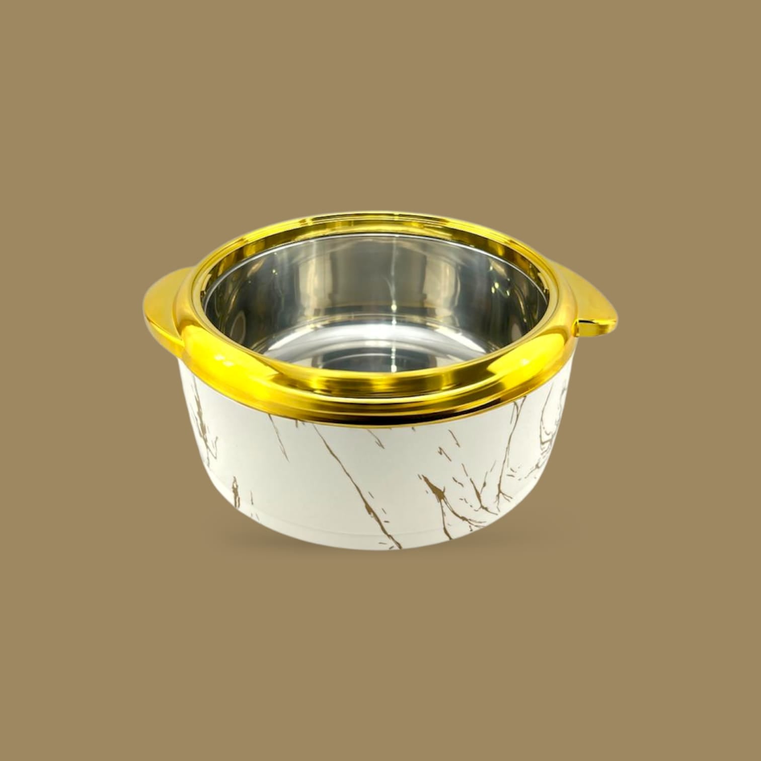 3-Piece Marble Design Hot Pot Set Golden