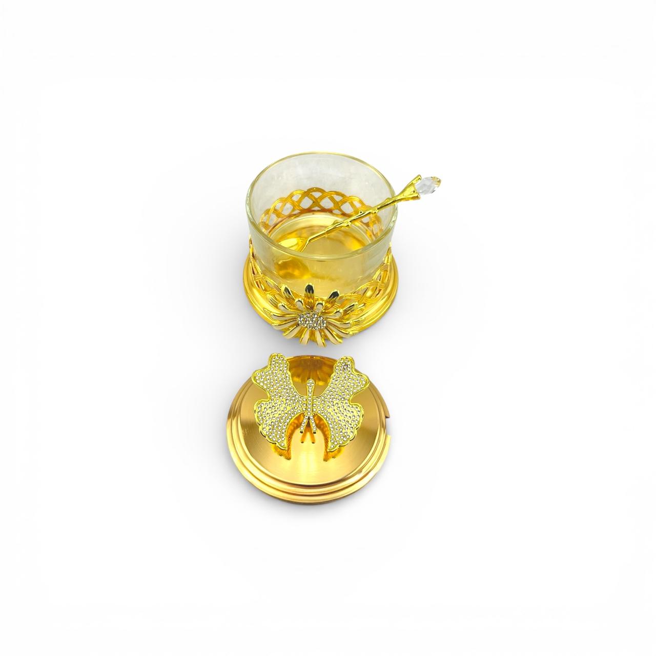 Fancy Golden Sugar Pot