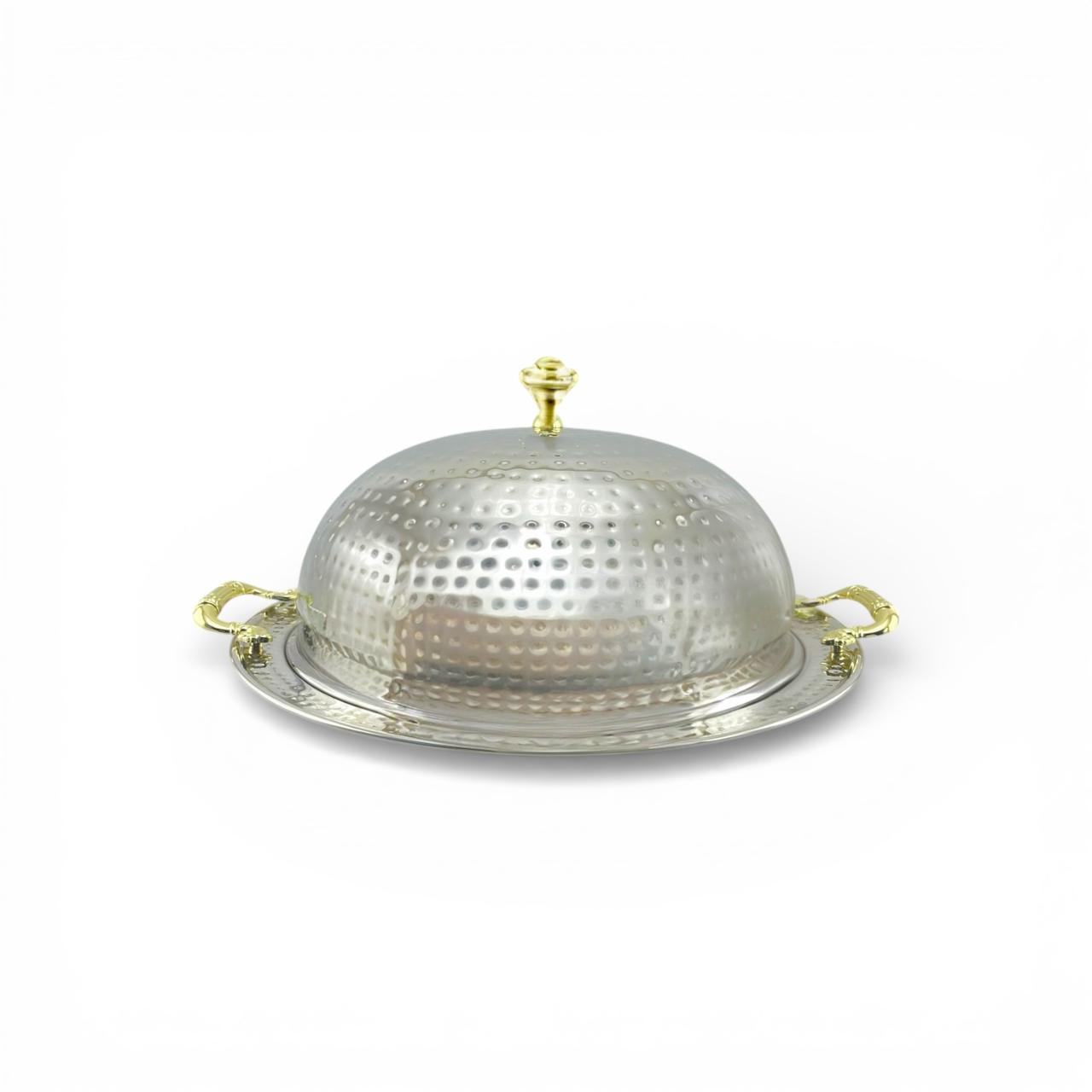 Oman Hammered Stainless Steel Serving Platter with Dome
