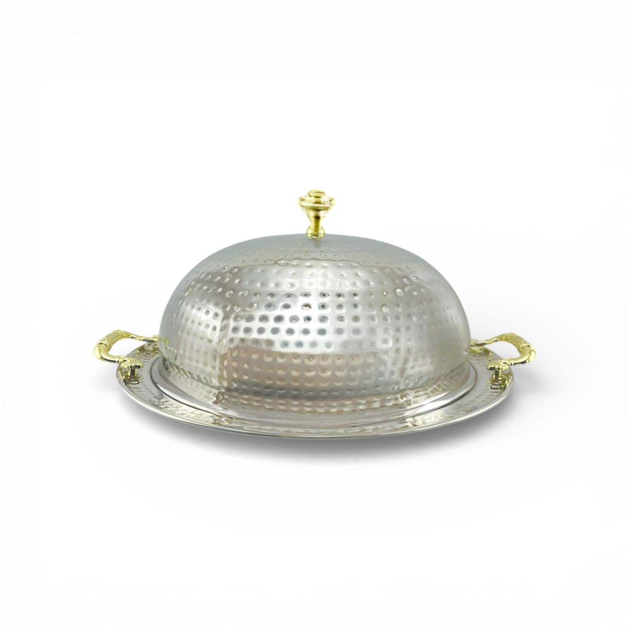Oman Hammered Stainless Steel Serving Platter with Dome