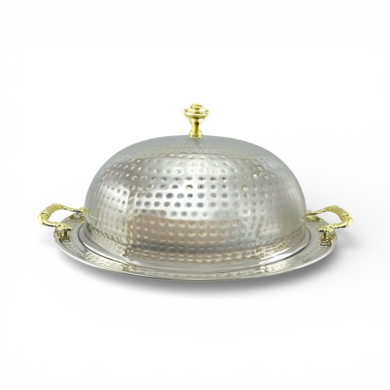 Oman Hammered Stainless Steel Serving Platter with Dome