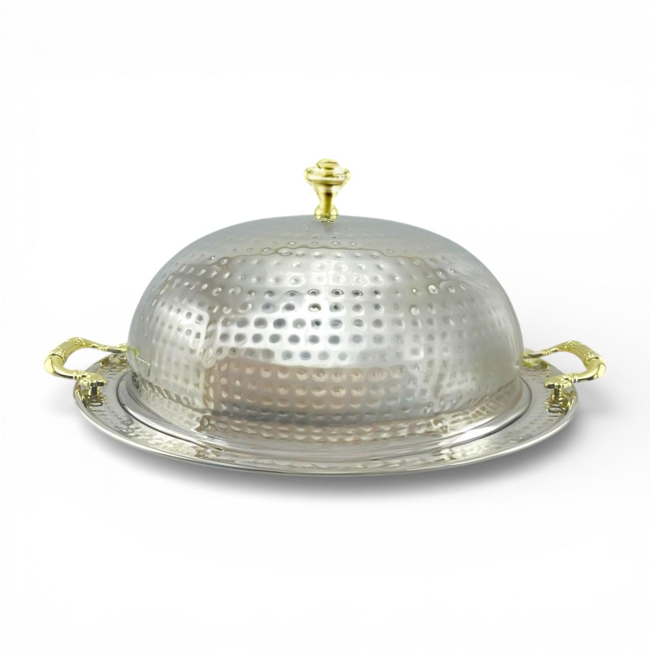 Oman Hammered Stainless Steel Serving Platter with Dome