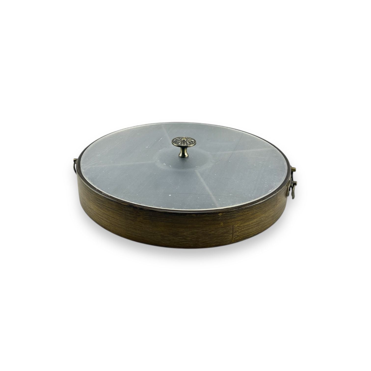 5-Portion Round Wooden Dry Fruit Dish With Acrylic Lid