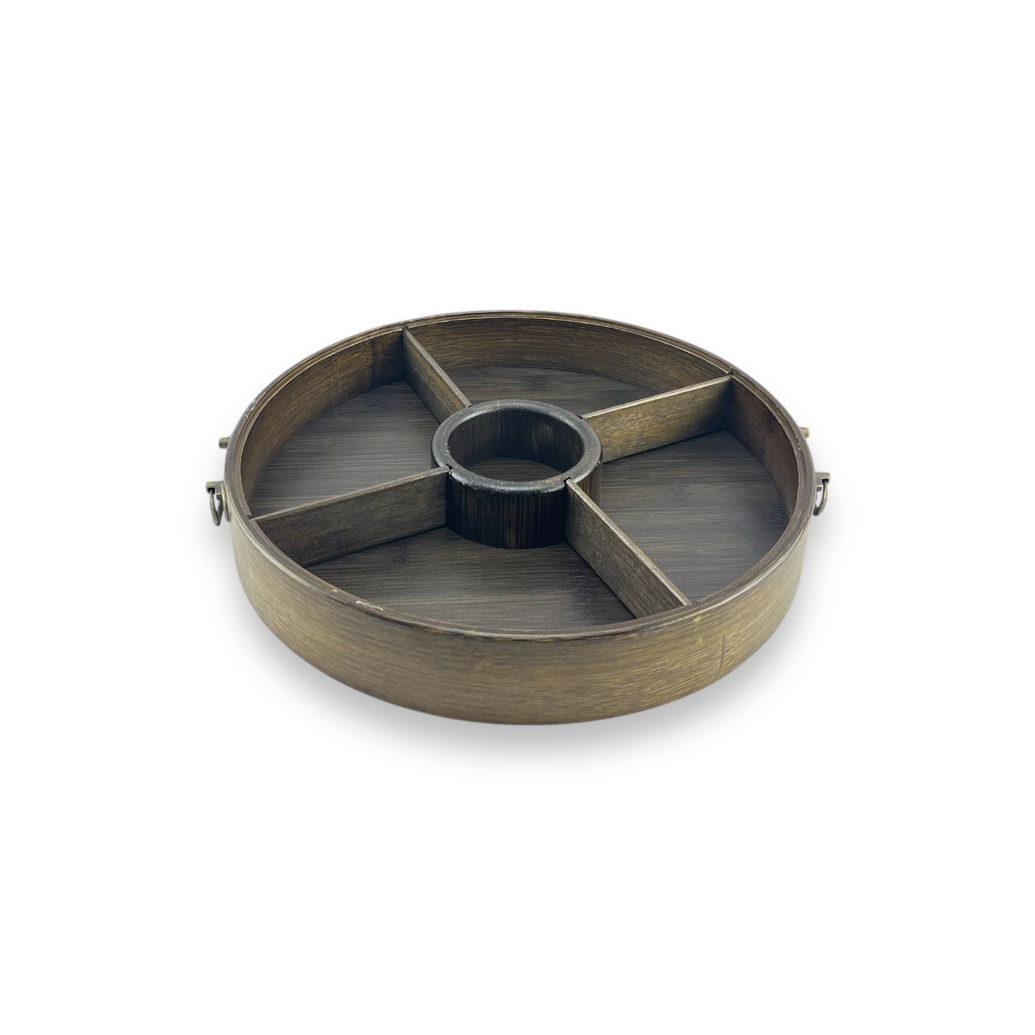 5-Portion Round Wooden Dry Fruit Dish With Acrylic Lid