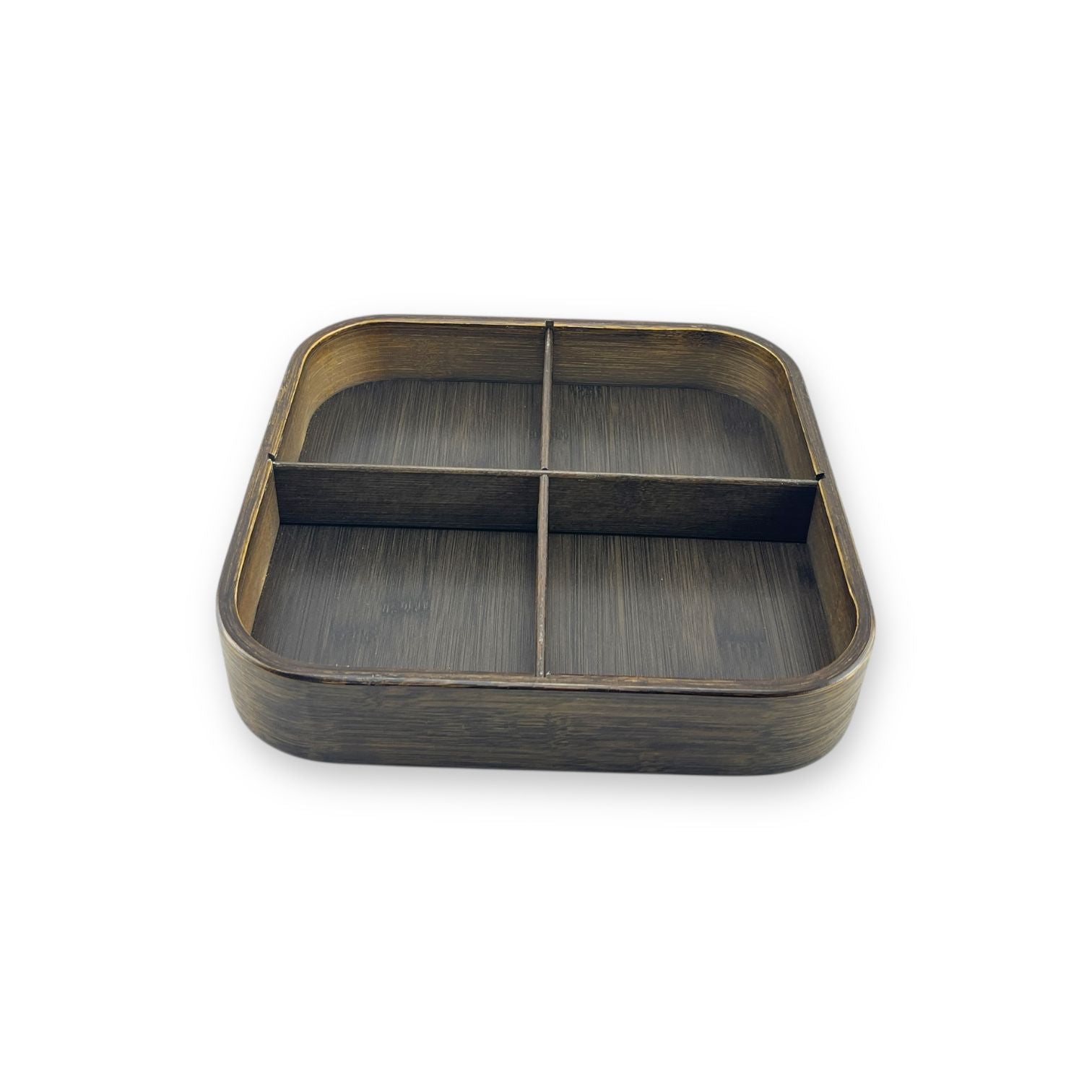 4-Portion Wooden Dry Fruit Dish With Acrylic Lid