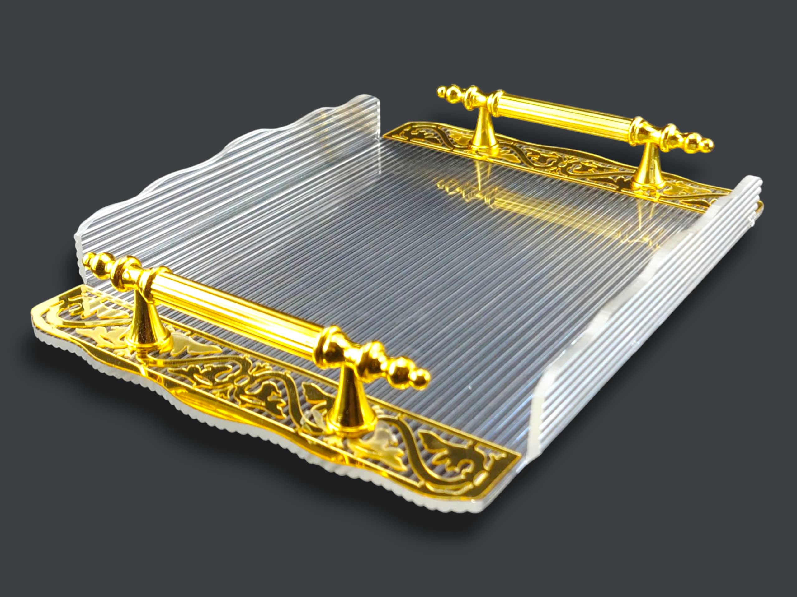 Fancy 2-Piece Acrylic Rectangular Serving Tray Set