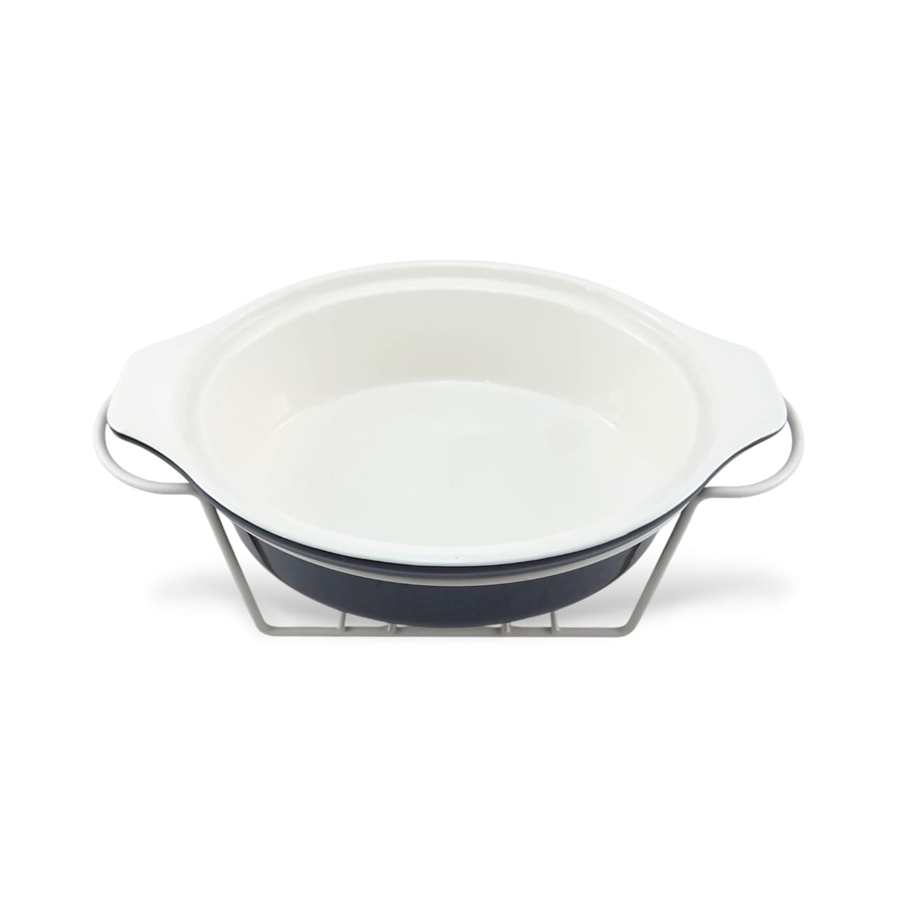 Brilliant Oval Casserole Black With Silver Stand