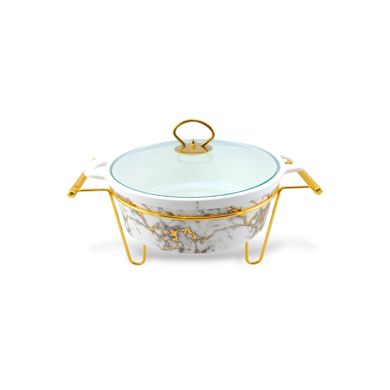 S/W Fancy Donga With Glass Lid and Golden Stand