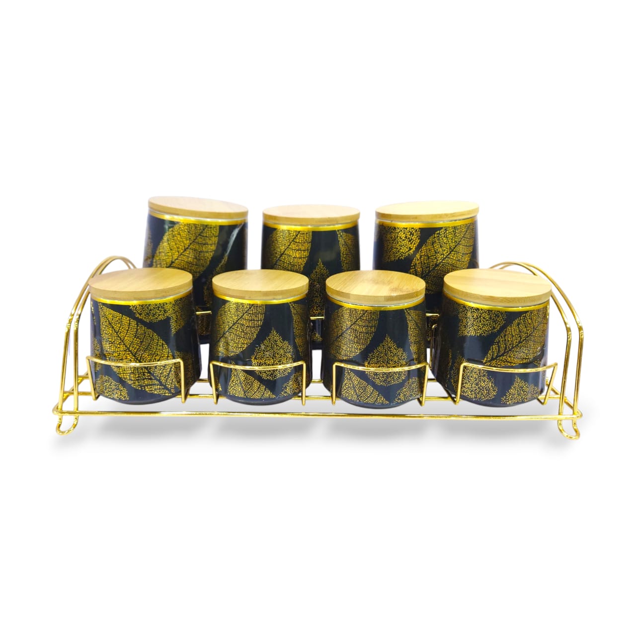 7-Piece Ceramic Spice Jar Set Black