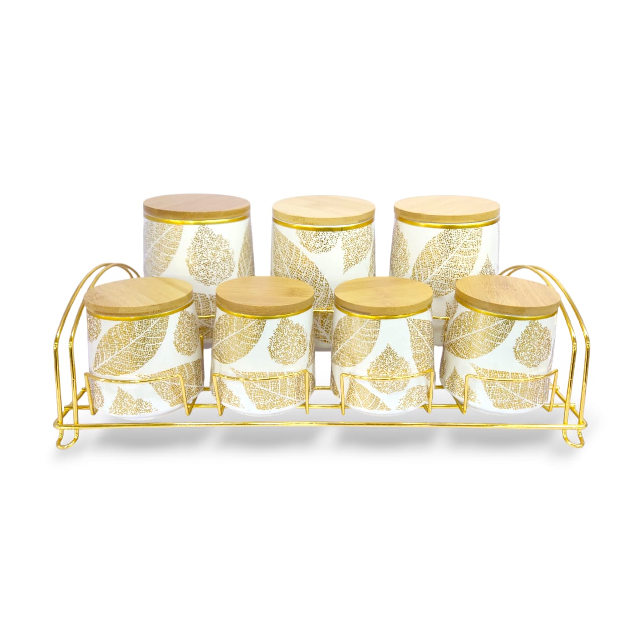 7-Piece Ceramic Spice Jar Set White