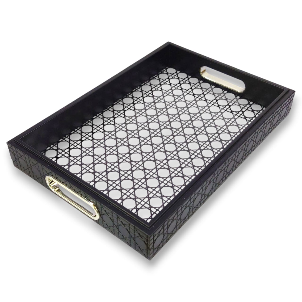 2-Piece Fancy Wooden & Acrylic Tray Set