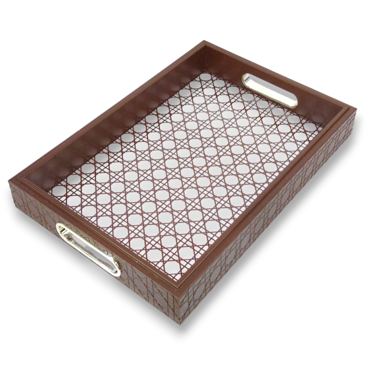 2-Piece Fancy Wooden & Acrylic Tray Set