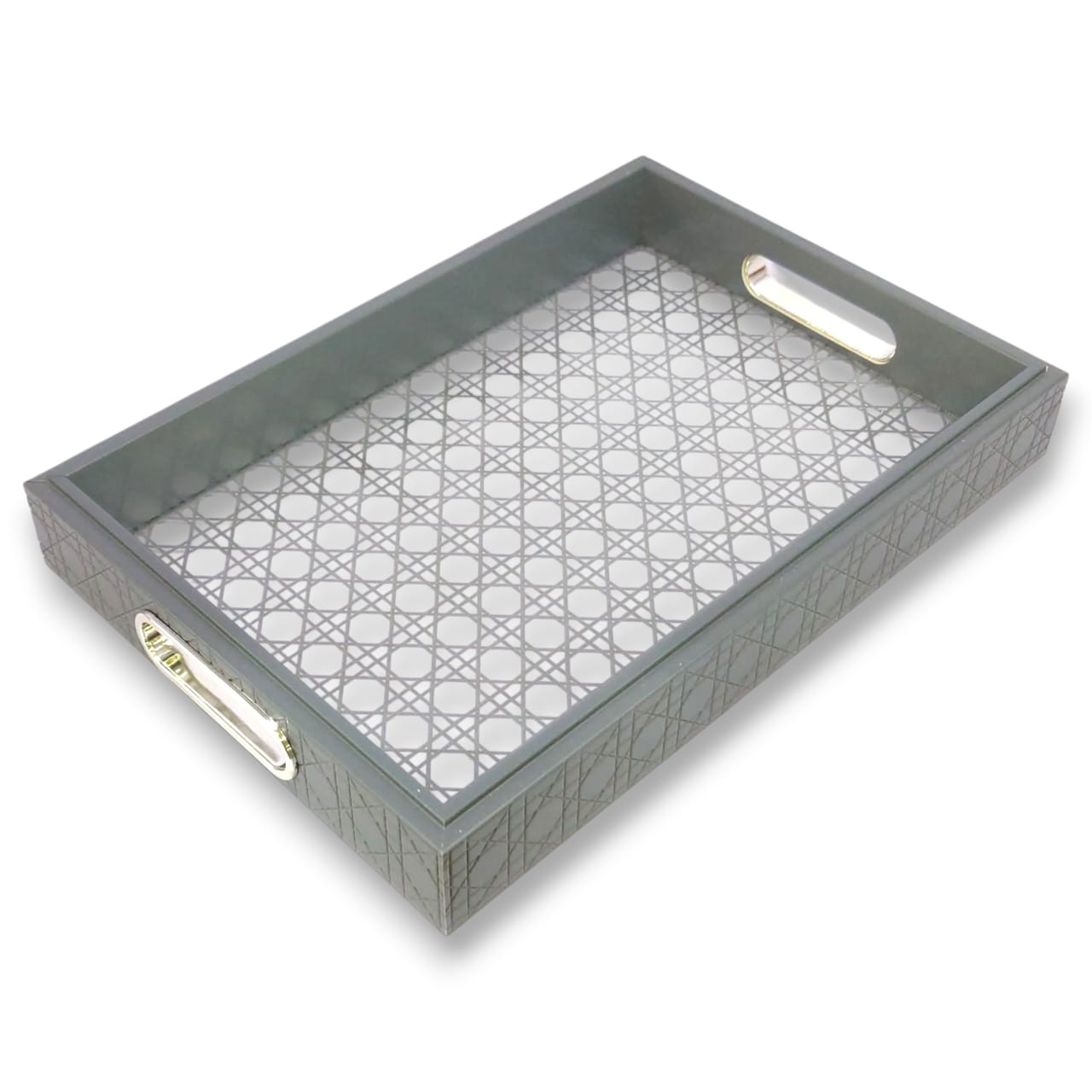 2-Piece Fancy Wooden & Acrylic Tray Set
