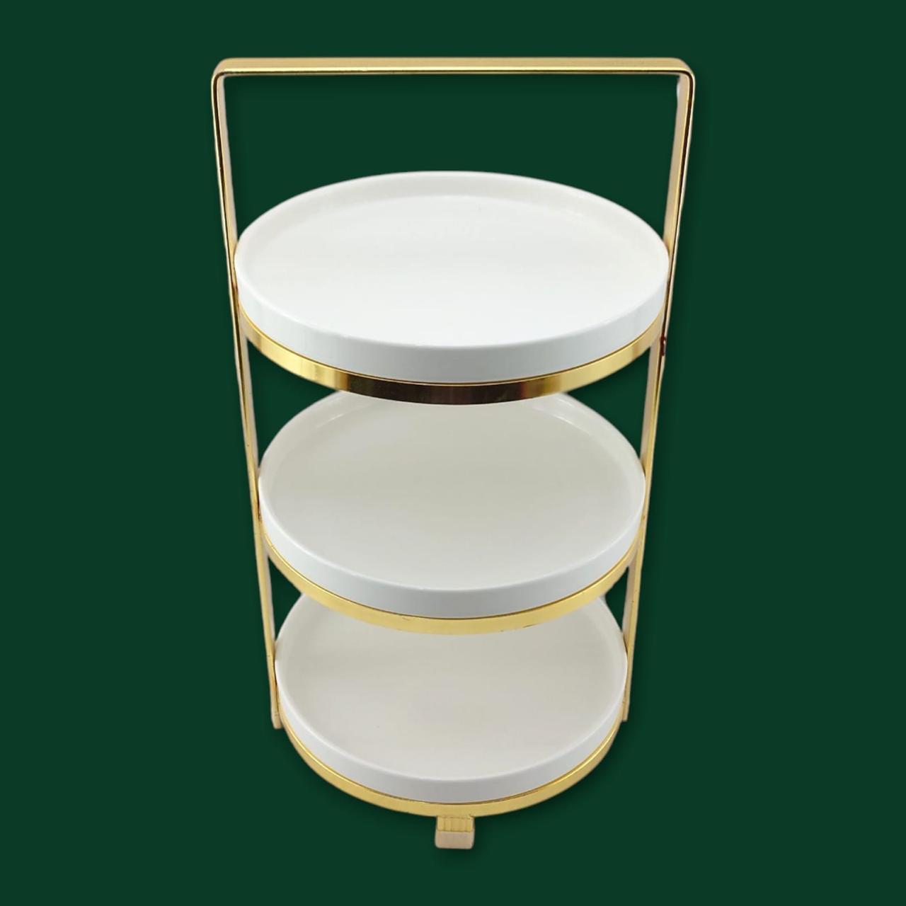 3-Tier Fancy Golden Pastry Stand