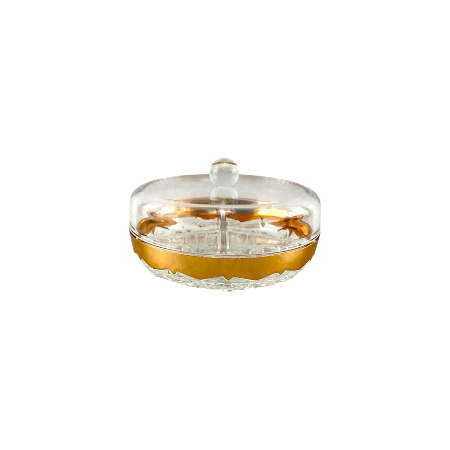 3-Portion Round Acrylic Dry Fruit Dish With Lid