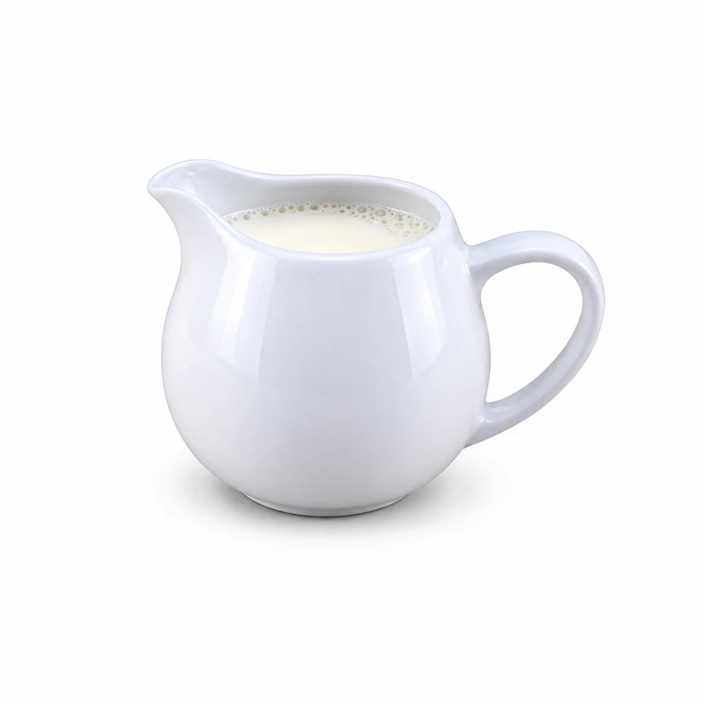 Forte B.K Rounded White Ceramic Milk & Cream Jug, 350 ml
