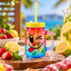 Kleeyo Pink-Blue Silly Smile 450 ml Glass Mason Jar