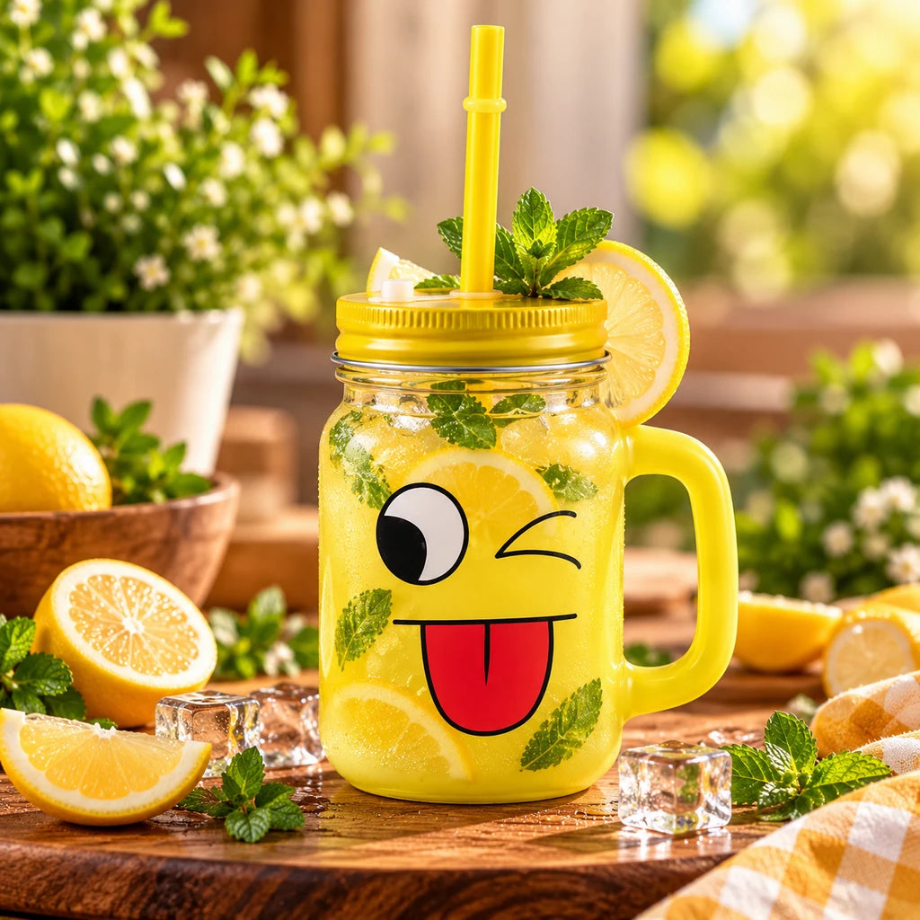Kleeyo Sunshine Silly Tongue 450 ml Glass Mason Jar