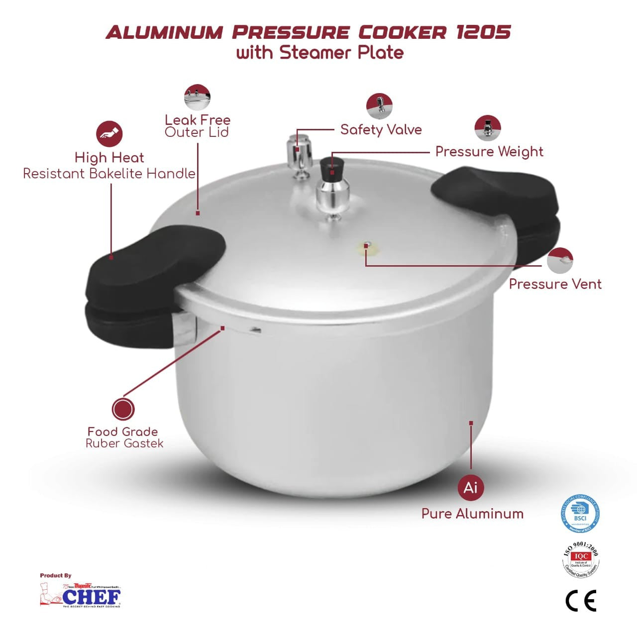 Majestic Aluminum Pressure Cooker 1205