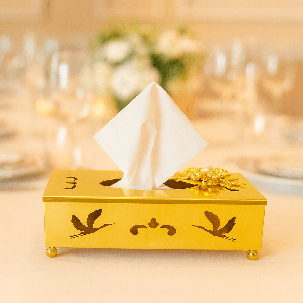 Metal Tissue Box Golden