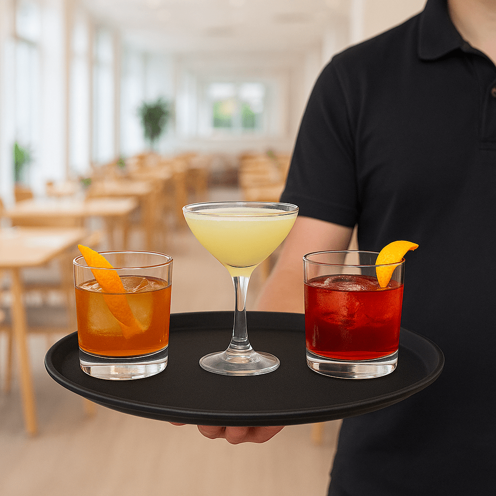 Raffle Anti-Slip Round Black Serving Tray